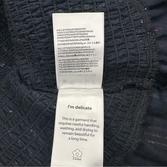 Farm Rio Lurex Stripes Mini Dress One Shoulder Statement Sleeve Sz Med - Picture 13 of 13